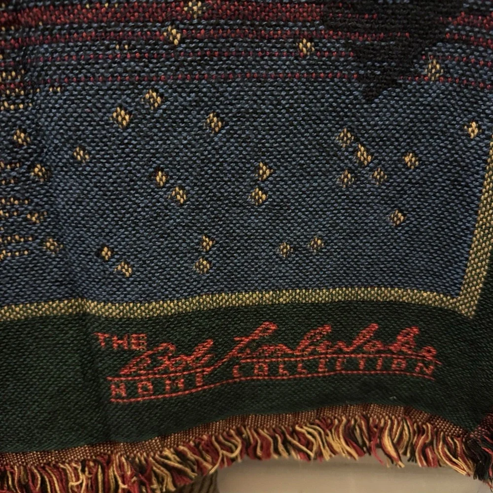 Bob Timberlake Tapestry Throw Blanket Camping Canoe Cabin USA 50x65 Cotton Tag